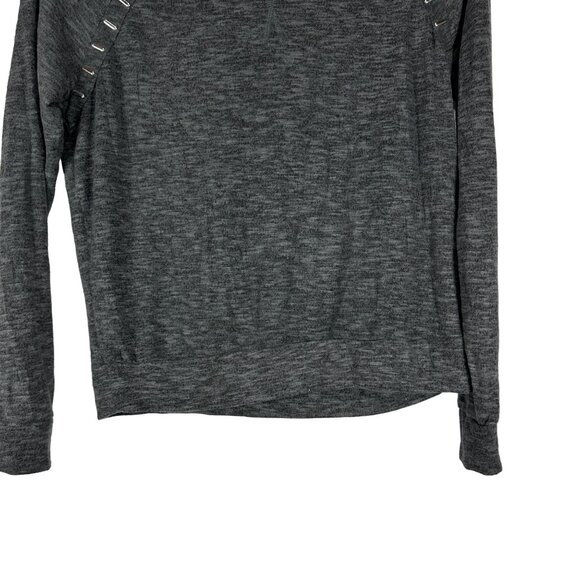 Daisy Fuentes Womens Long Sleeve Charcoal Gray Pullover Silver Stud Detail Sz L - Picture 5 of 8
